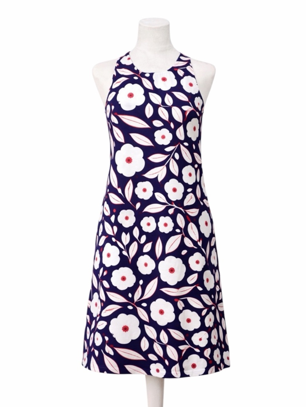 Hatley Navy Floral Sleeveless Shift Dress Pink White Size M Coastal Preppy